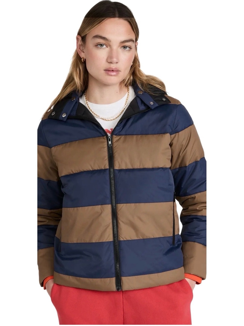 KULE Women's The Peyton Brown/Blue Puffer Jacket - Size Large